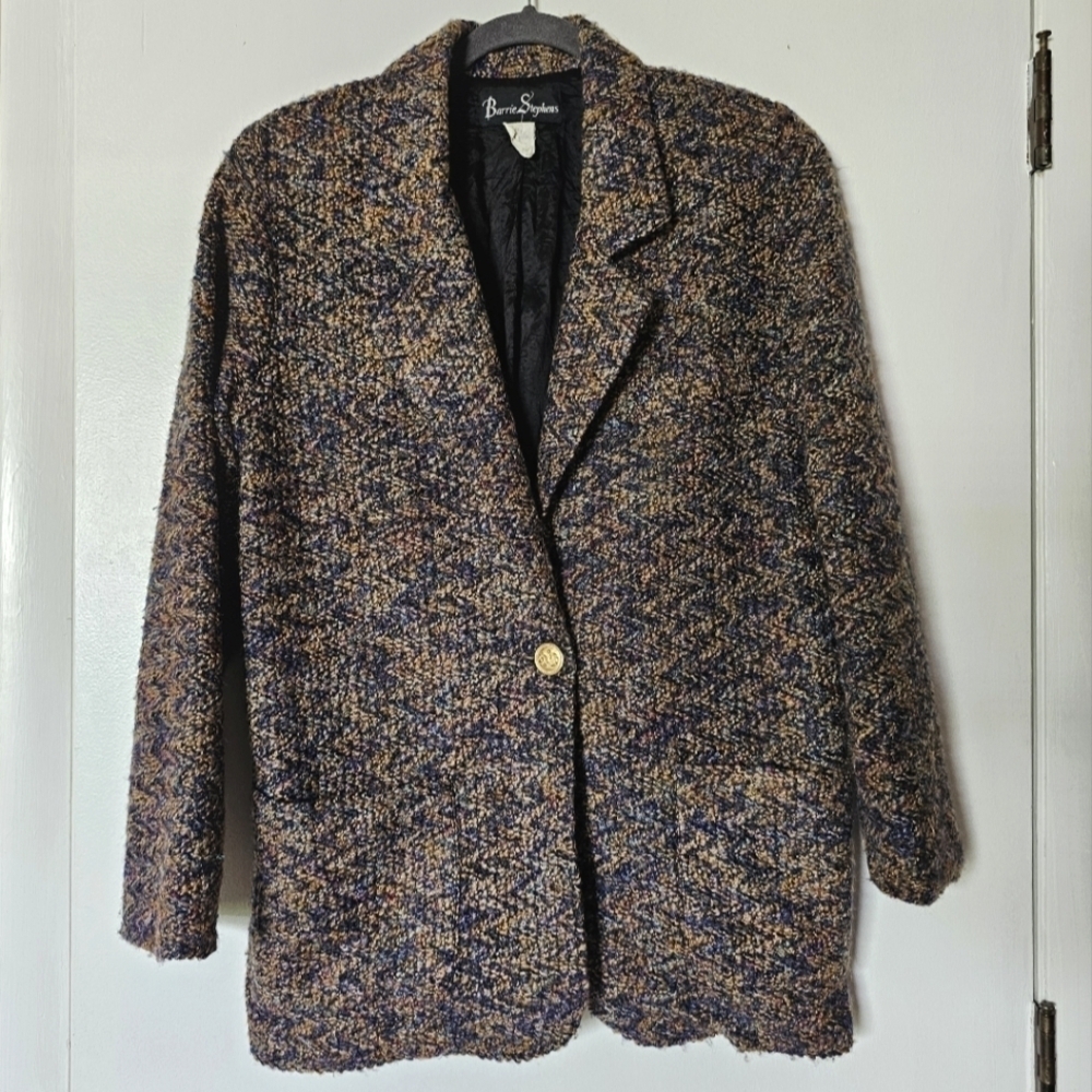 Vintage Barrie Stephens multicolored tweed  preppy old money college fall jacket